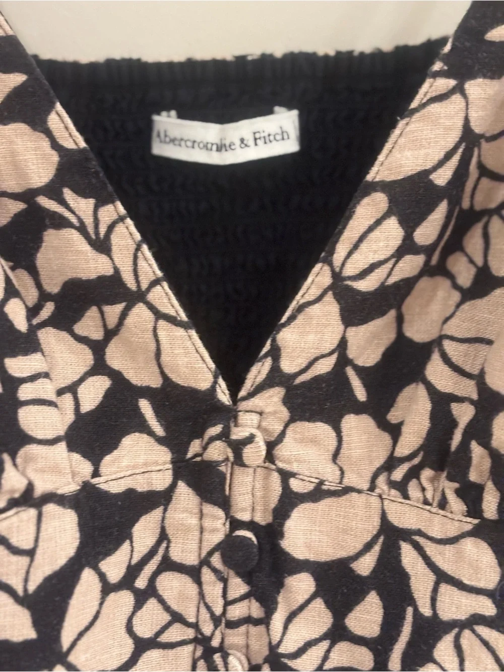 Abercrombie & Fitch Black and Cream Floral Maxi Dress with Spaghetti Straps